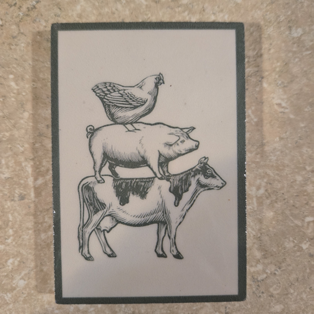 Source Unknown Black and White Farm Animal Stack Ceramic Magnet